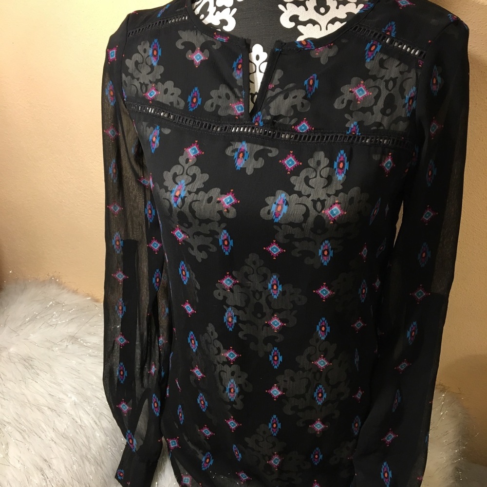 Mossimo Black Sheer Top Size: XS